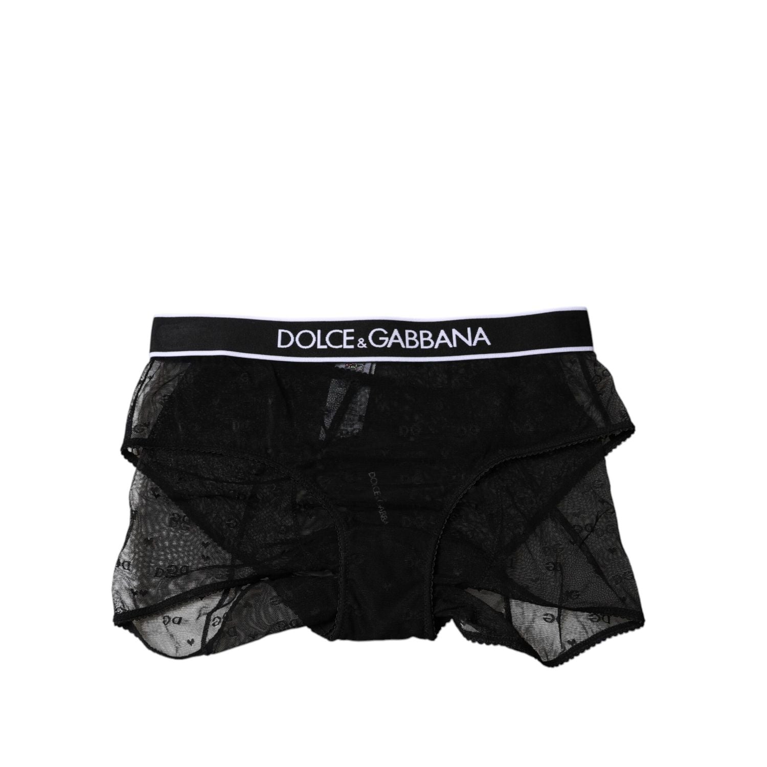 Dolce & Gabbana Black Tulle Nylon Mid Waist Panty Underwear
