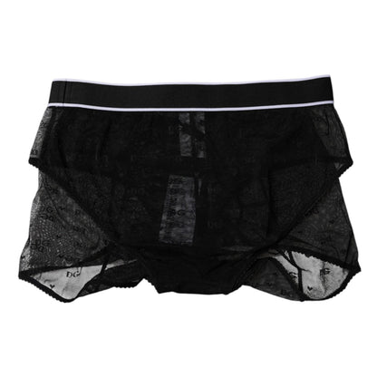 Dolce & Gabbana Black Tulle Nylon Mid Waist Panty Underwear