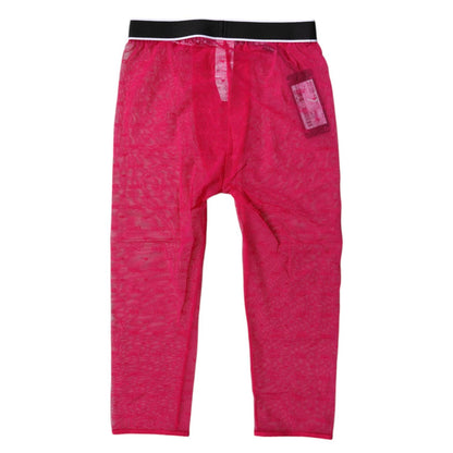 Dolce & Gabbana Fuchsia DG Logo Nylon Cropped Tights Underwear