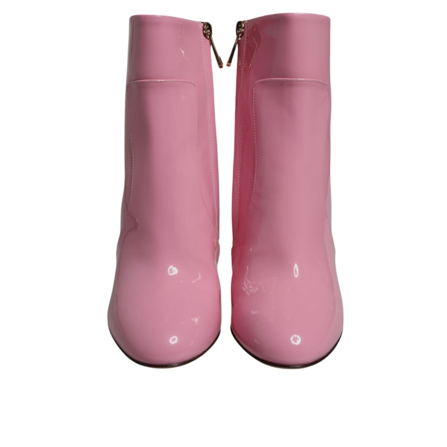 Dolce & Gabbana Pink Patent Leather Heel Mid Calf Boots Shoes