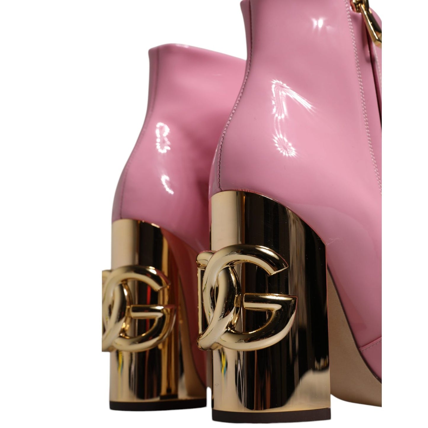 Dolce & Gabbana Pink Patent Leather Heel Mid Calf Boots Shoes