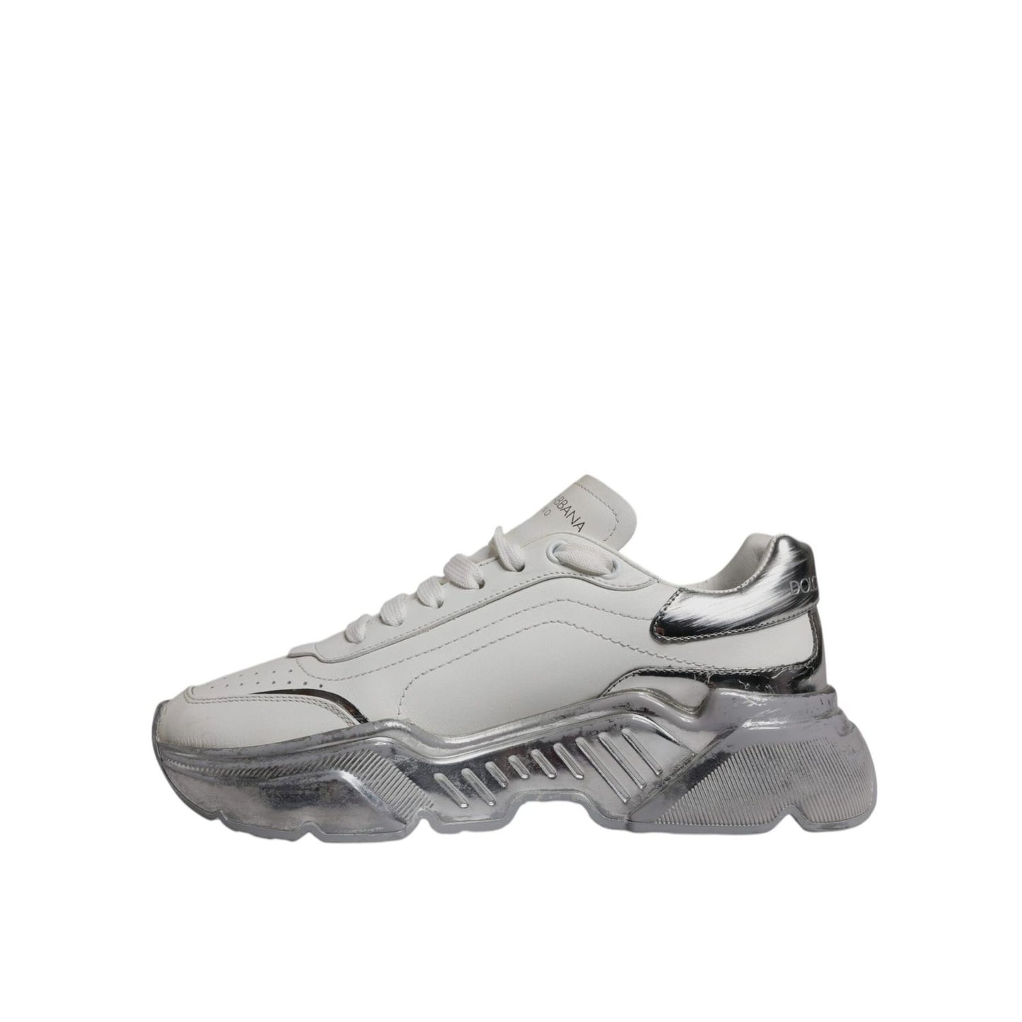 Dolce & Gabbana White Silver Daymaster Low Top Sneaker Shoes
