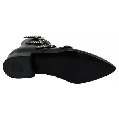 Dondup Black Fashion Buckled Zipper Ankle Boots Shoes Dondup