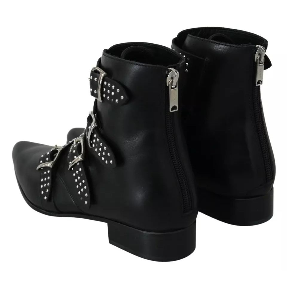 Dondup Black Fashion Buckled Zipper Ankle Boots Shoes Dondup