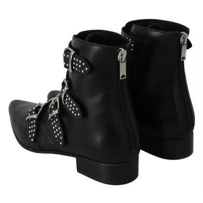 Dondup Black Fashion Buckled Zipper Ankle Boots Shoes Dondup
