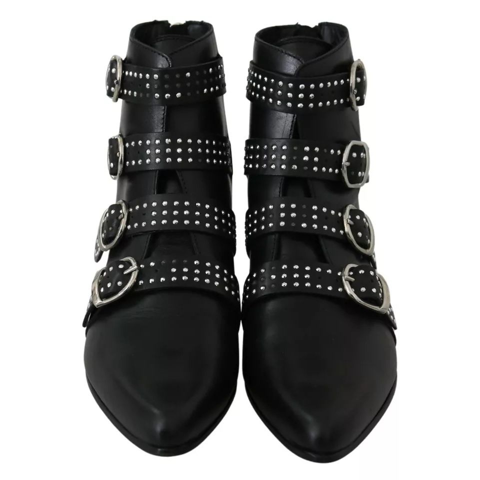 Dondup Black Fashion Buckled Zipper Ankle Boots Shoes Dondup