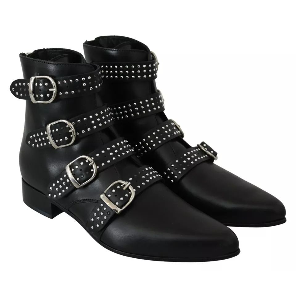 Dondup Black Fashion Buckled Zipper Ankle Boots Shoes