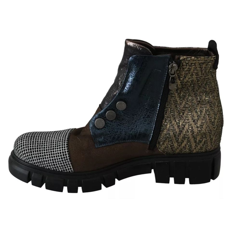 EBARRITO Multicolor Leather Suede Zipper Ankle Boots Shoes
