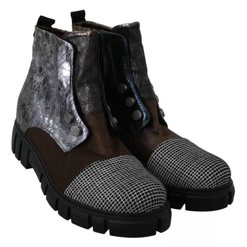 EBARRITO Multicolor Leather Suede Zipper Ankle Boots Shoes
