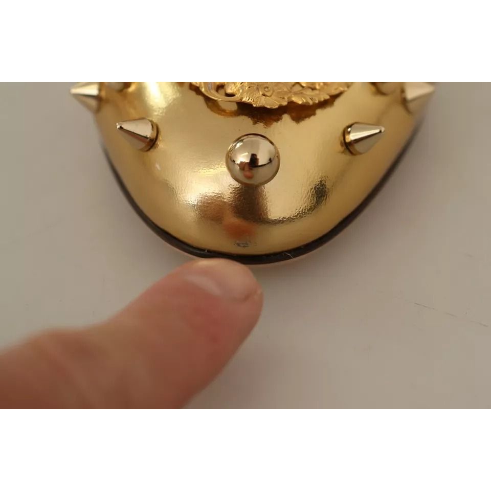 Dolce & Gabbana Gold Studs Vally Slingback Sandals Shoes