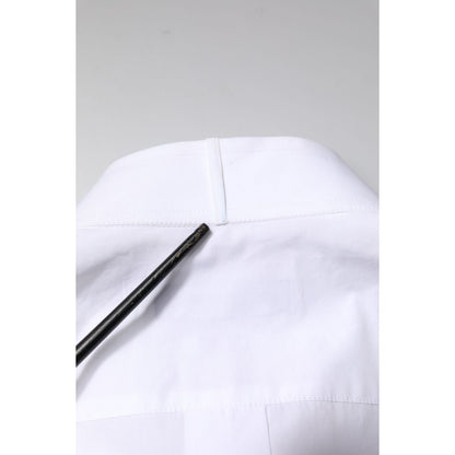 Dolce & Gabbana White GOLD Cotton Poplin Bib Formal Men Dress Shirt