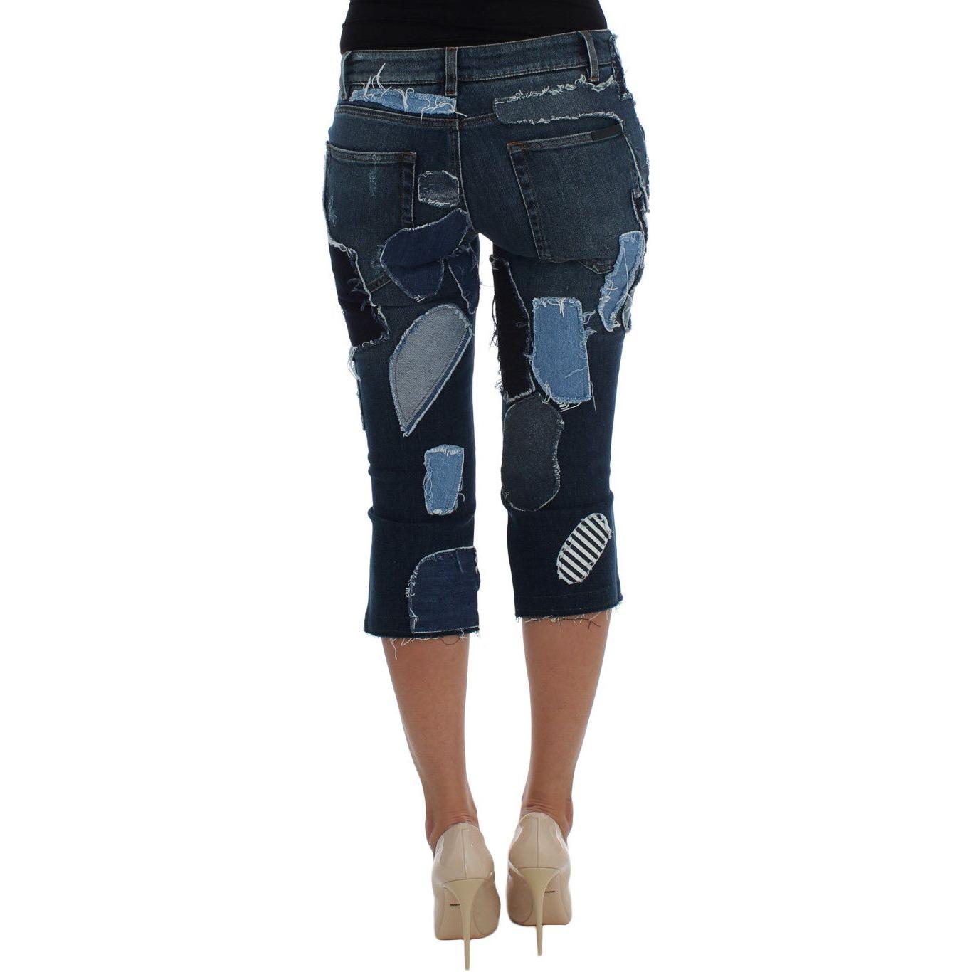 Dolce & Gabbana Stretch Blue Patchwork Jeans Shorts Dolce & Gabbana