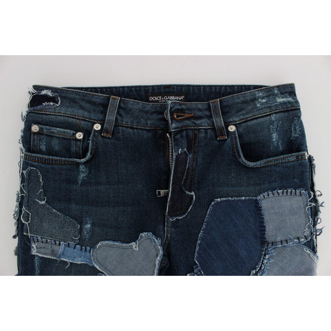 Dolce & Gabbana Stretch Blue Patchwork Jeans Shorts Dolce & Gabbana
