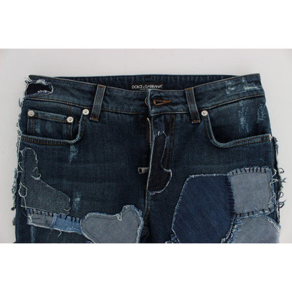 Dolce & Gabbana Stretch Blue Patchwork Jeans Shorts Dolce & Gabbana