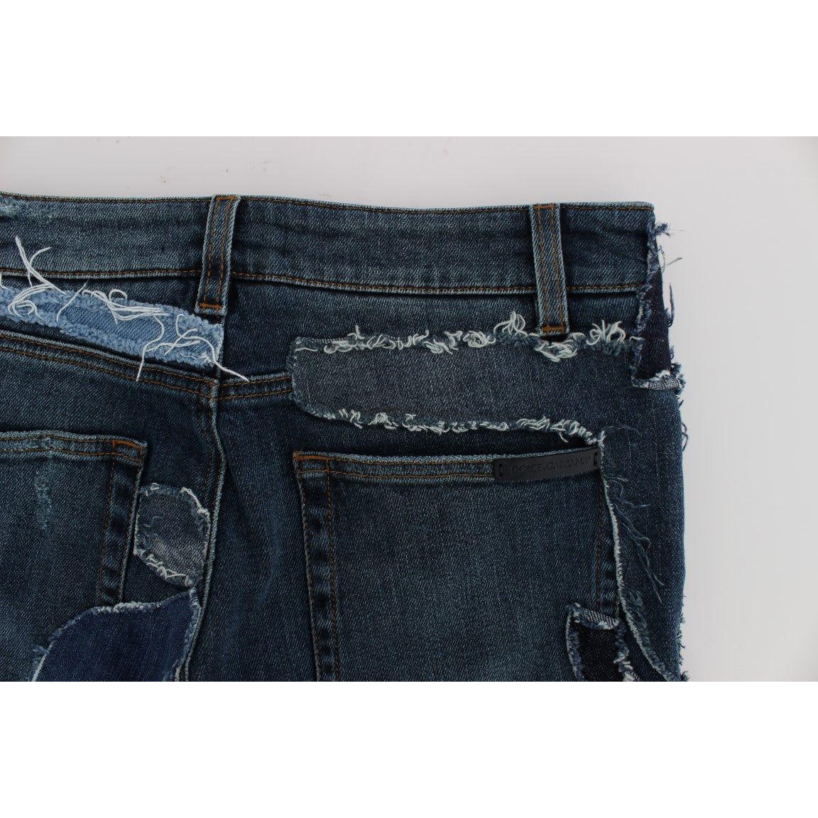 Dolce & Gabbana Stretch Blue Patchwork Jeans Shorts Dolce & Gabbana