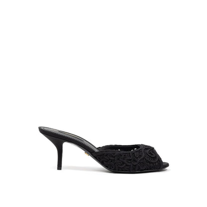 Dolce & Gabbana Black Cotton Mules