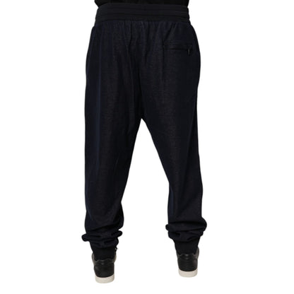Dolce & Gabbana Black Jacquard Cotton Jogger Sweatpants Pants