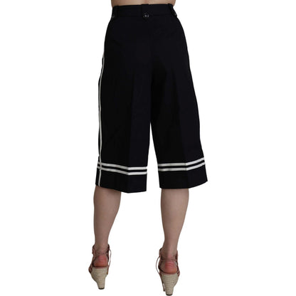 Dolce & Gabbana Black Cotton Cropped Embellished Pants Jeans & Pants