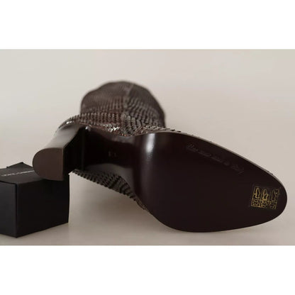 Dolce & Gabbana Brown Exotic Leather Heels High Boots Shoes