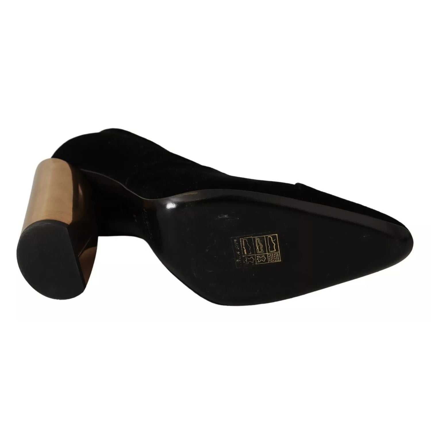 Jil Sander Black Leather Suede Block Heels Pumps Shoes