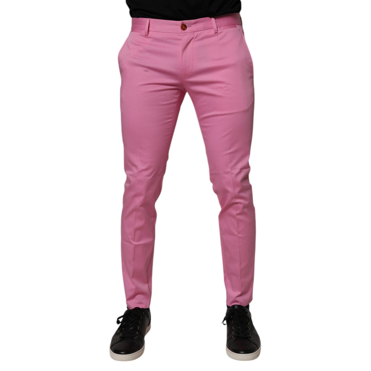 Dolce & Gabbana Pink Cotton Slim Fit Men Dress Formal Pants