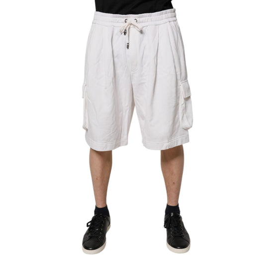 Dolce & Gabbana White Cotton Cargo Bermuda Sweatshorts Shorts Dolce & Gabbana