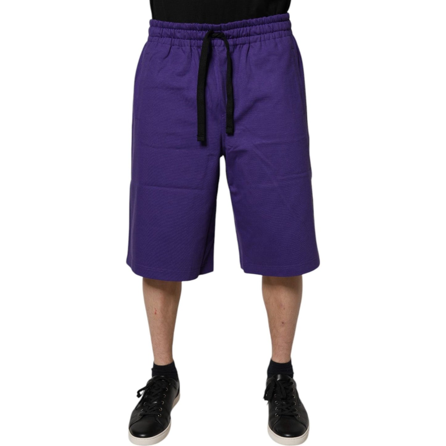Dolce & Gabbana Purple Cotton Men Bermuda Sweatshorts Shorts