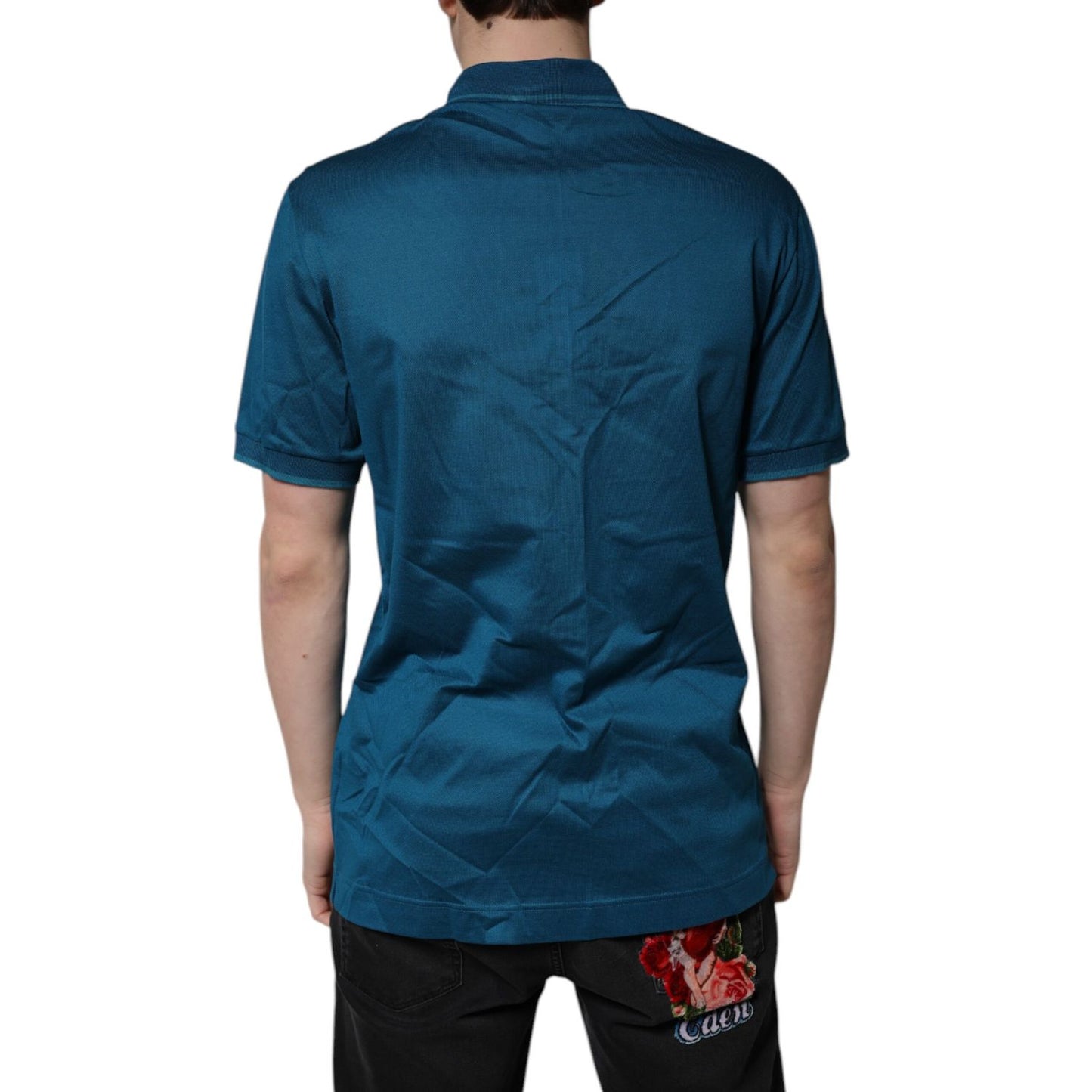 Dolce & Gabbana Blue Logo Cotton Men Polo Shirt T-shirt