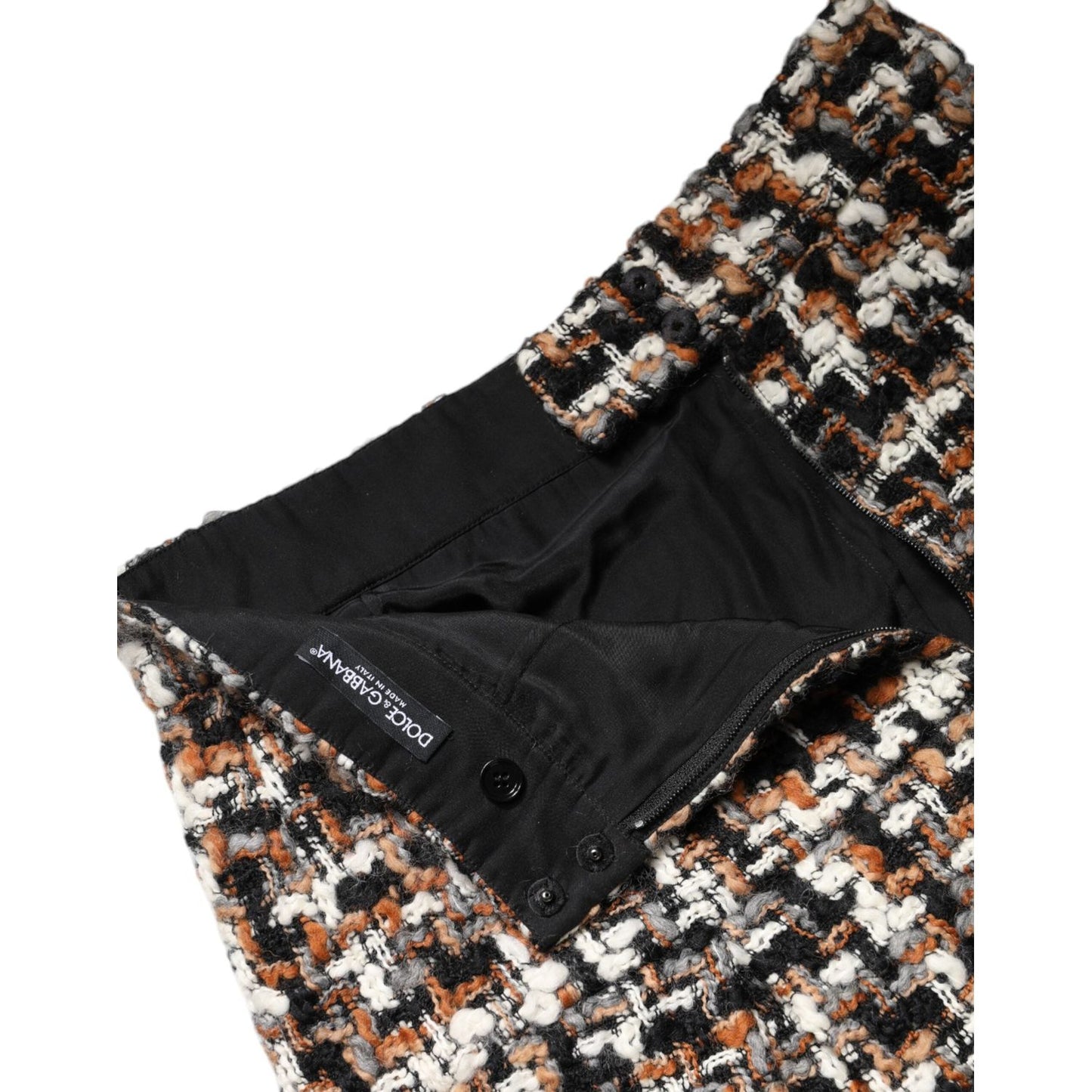 Dolce & Gabbana Multicolor High Waist Tartan Tweed Mini Skirt