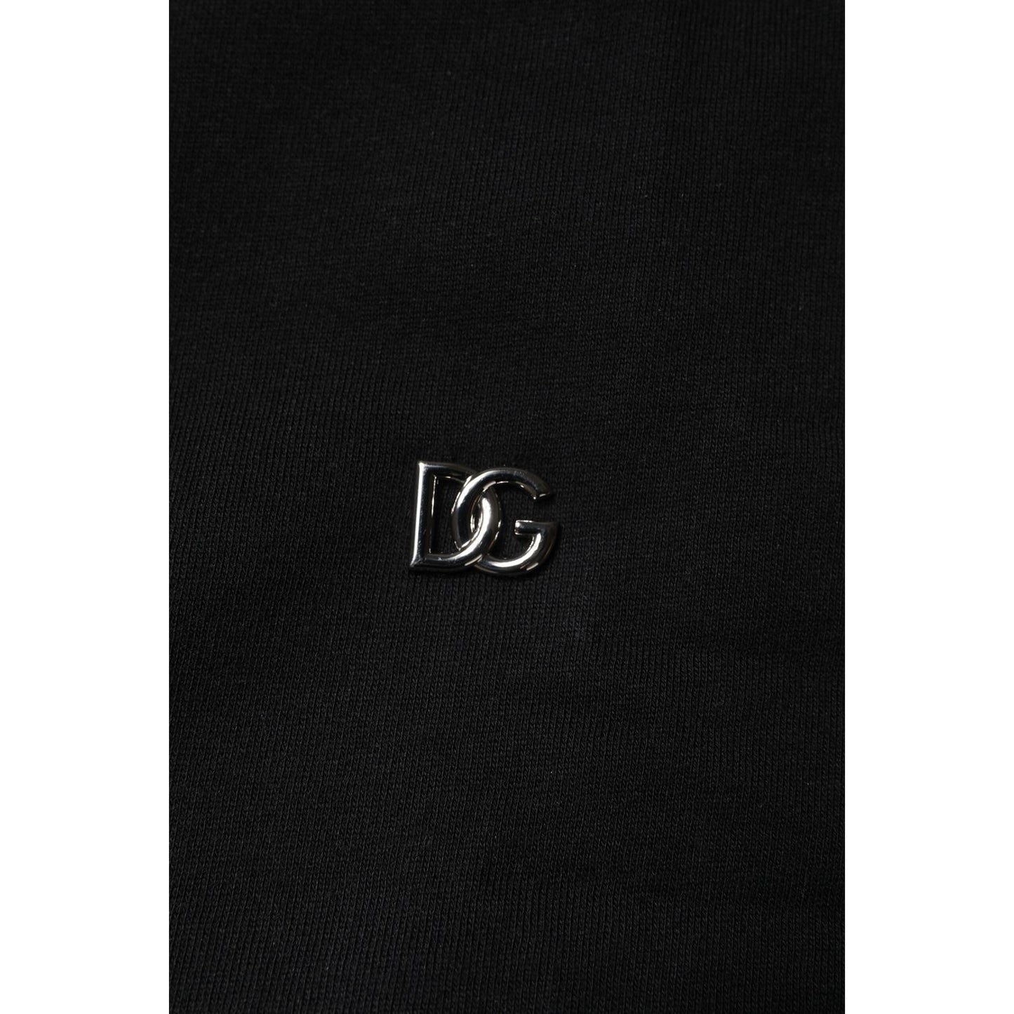 Dolce & Gabbana Black Cotton Crew Neck Sweatshirt Sweater