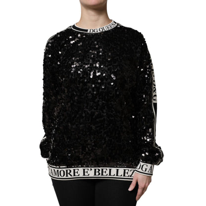 Dolce & Gabbana Black DG Queen Sequin Pullover Sweater