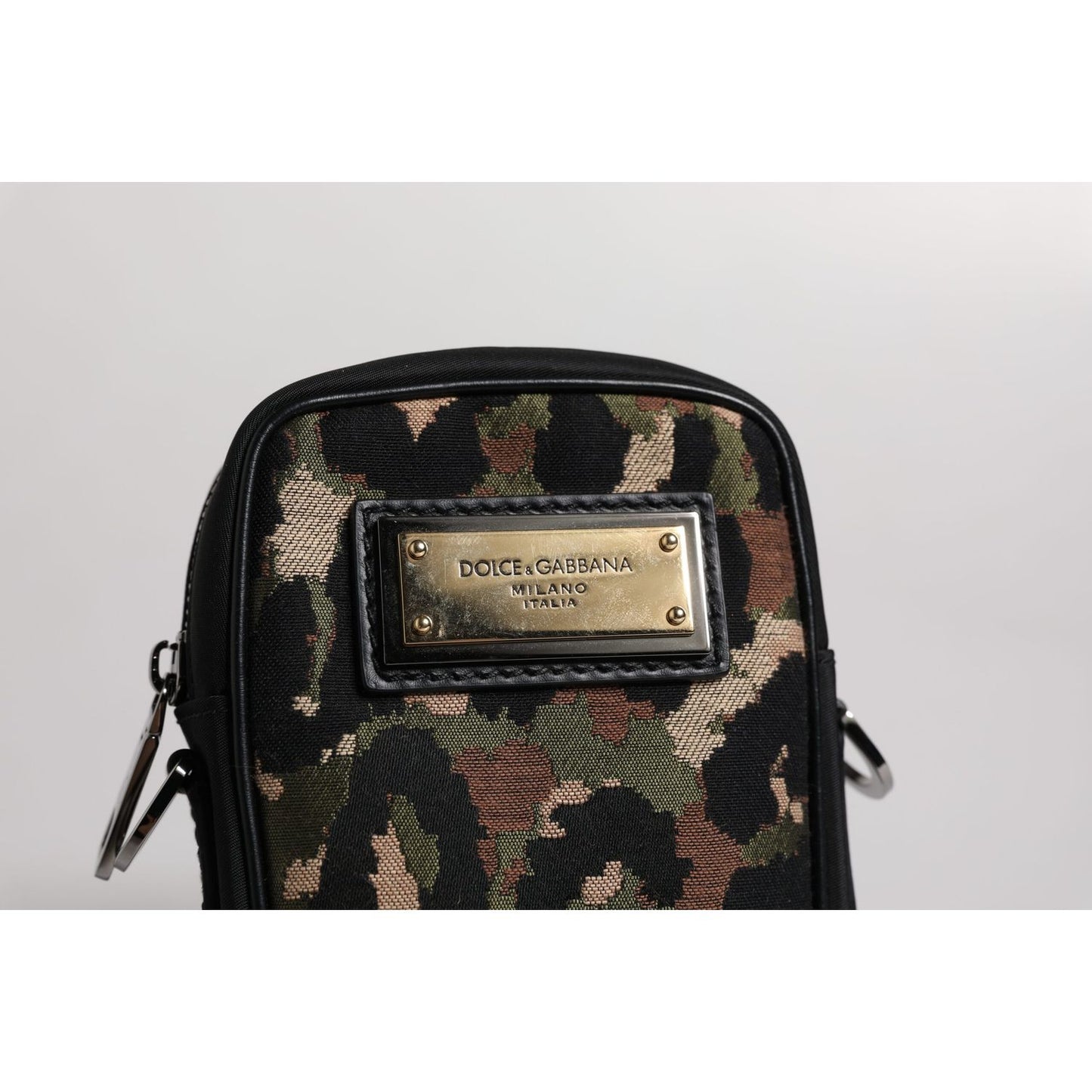 Dolce & Gabbana Multicolor Leopard Jacquard Logo Plaque Neck Strap Bag
