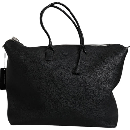 Dolce & Gabbana Black Calfskin Leather Hand Shoulder Duffle Bag Dolce & Gabbana