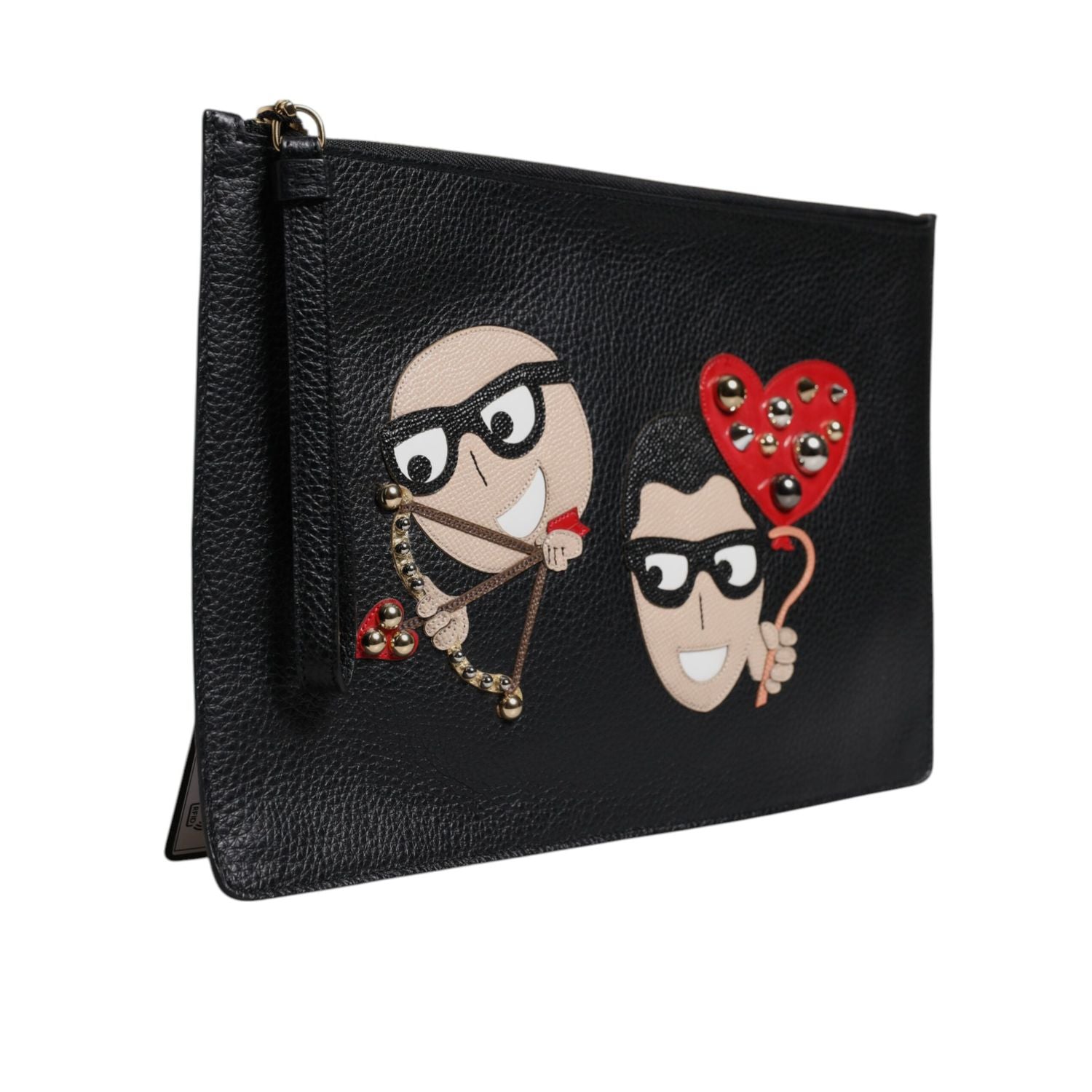 Dolce & Gabbana Black #DGFamily Embellished Leather Clutch Bag
