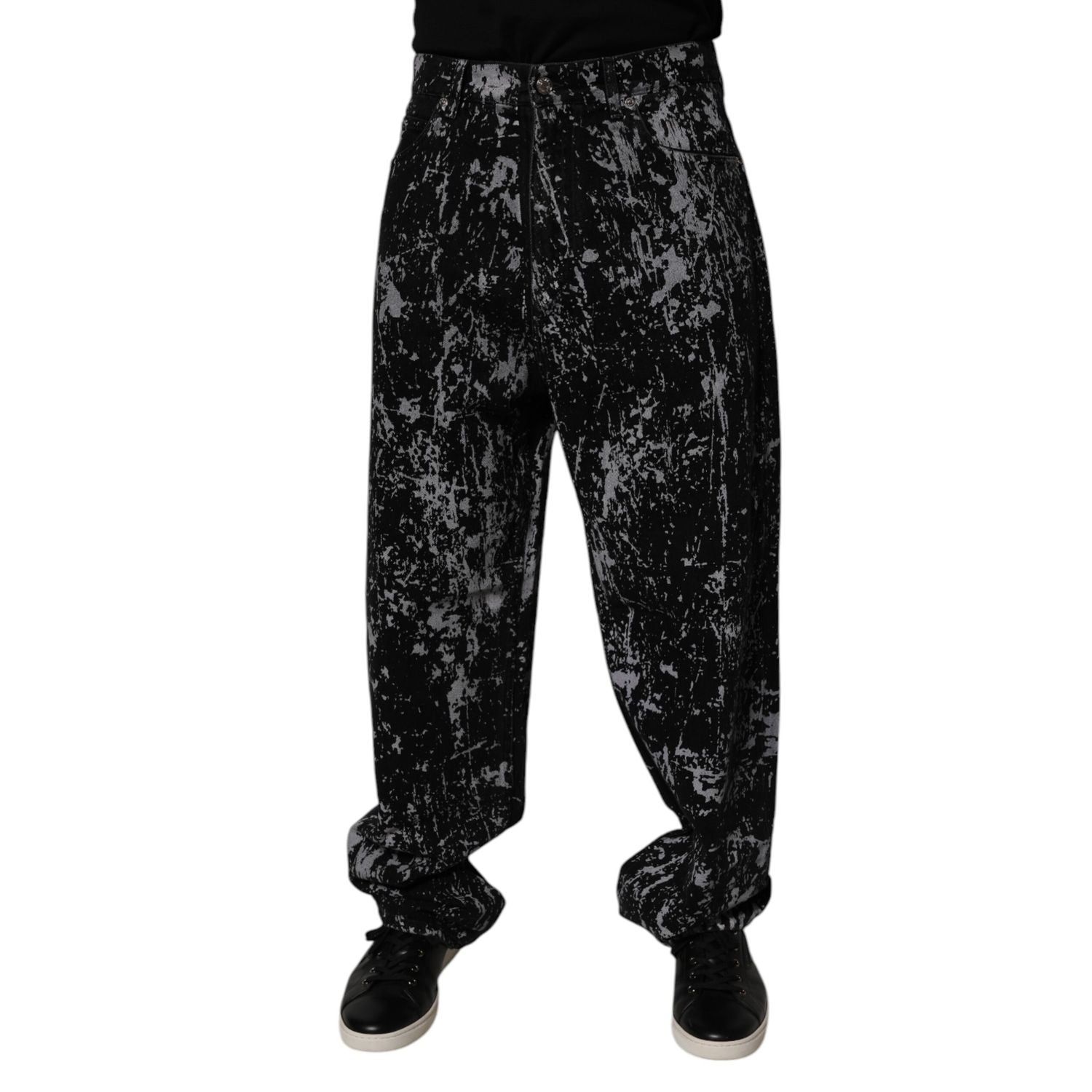 Dolce & Gabbana Black Tie Dye Cotton Straight Men Denim Jeans