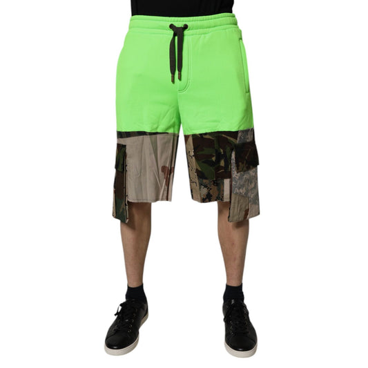Dolce & Gabbana Green Patchwork Camouflage Men Cargo Shorts Dolce & Gabbana