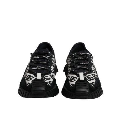 Dolce & Gabbana Black Logo Lace Up Low Top NS1 Sneakers Shoes