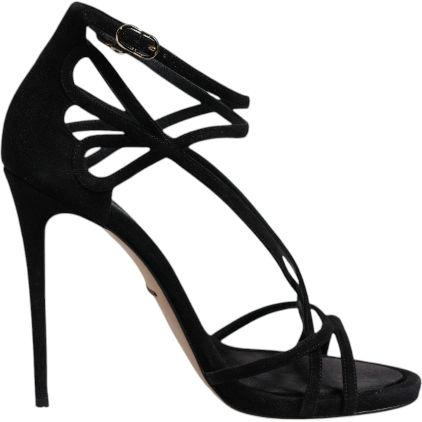 Dolce & Gabbana Black Leather Stiletto Heels Sandals Shoes