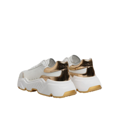 Dolce & Gabbana White Gold Daymaster Low Top Sneakers Shoes
