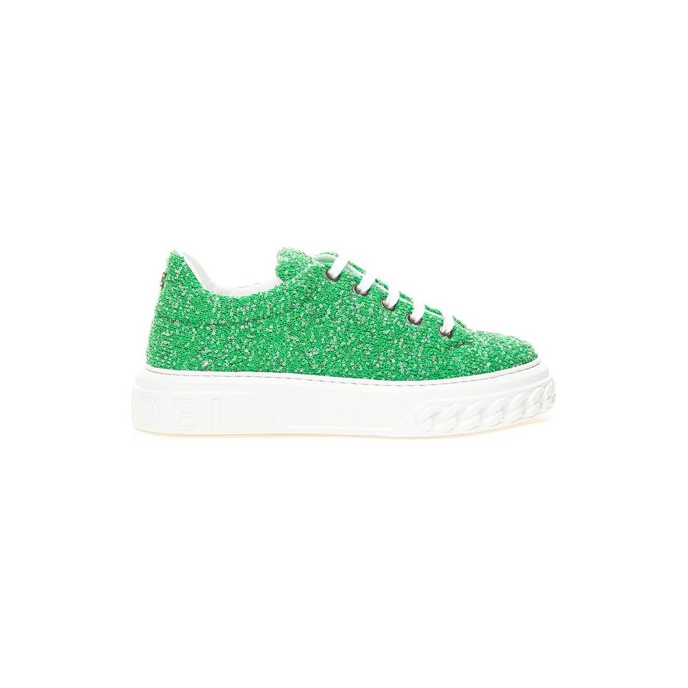 Casadei Green Fabric And Leather Athletic Sneakers Casadei