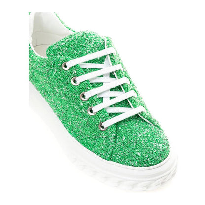 Casadei Green Fabric And Leather Athletic Sneakers Casadei