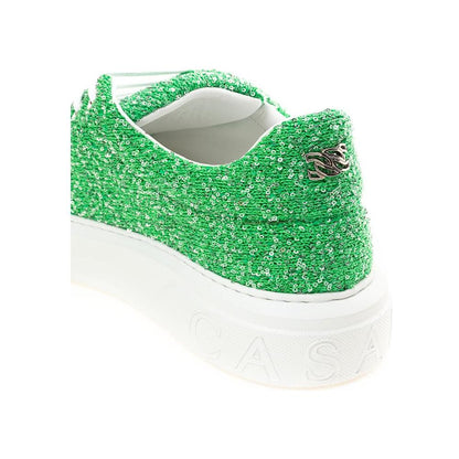 Casadei Green Fabric And Leather Athletic Sneakers Casadei