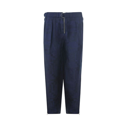Emporio Armani Blue Linen Casual Pants Emporio Armani
