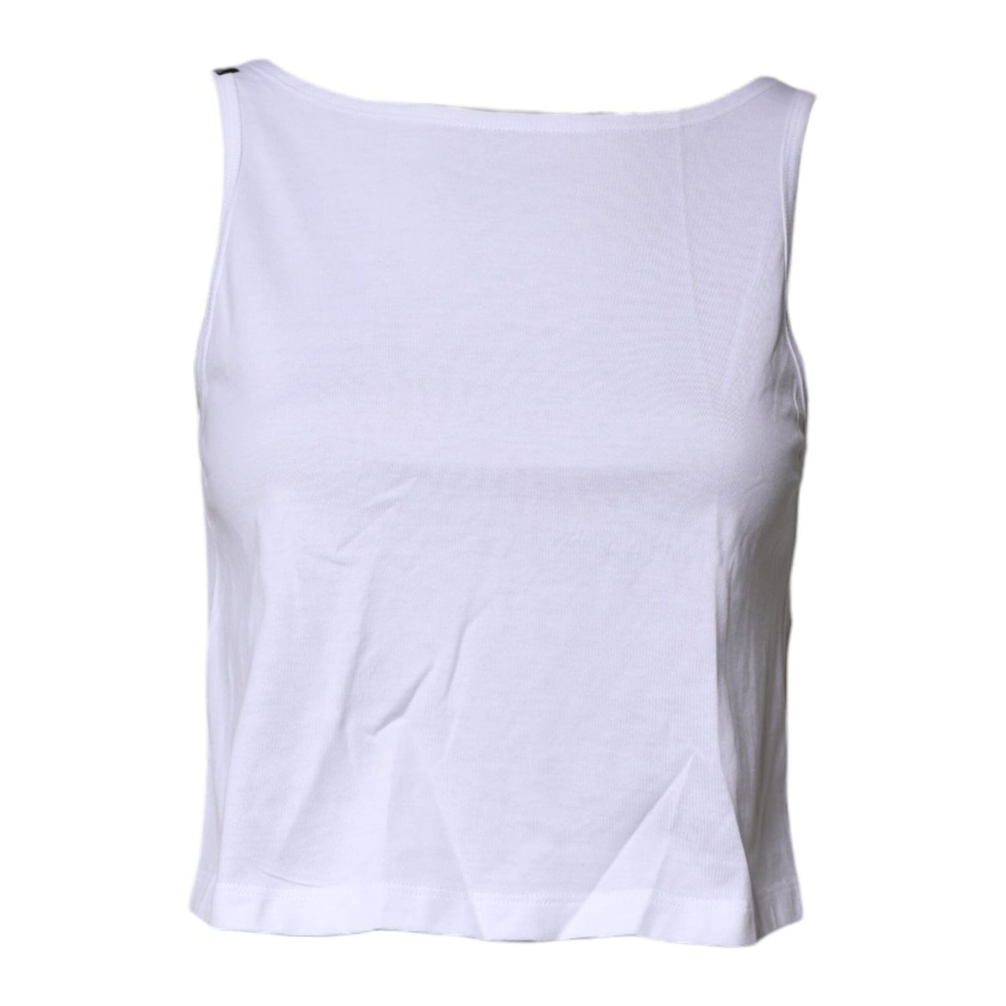 Dolce & Gabbana White Cotton Sleeveless Round Neck Tank Top
