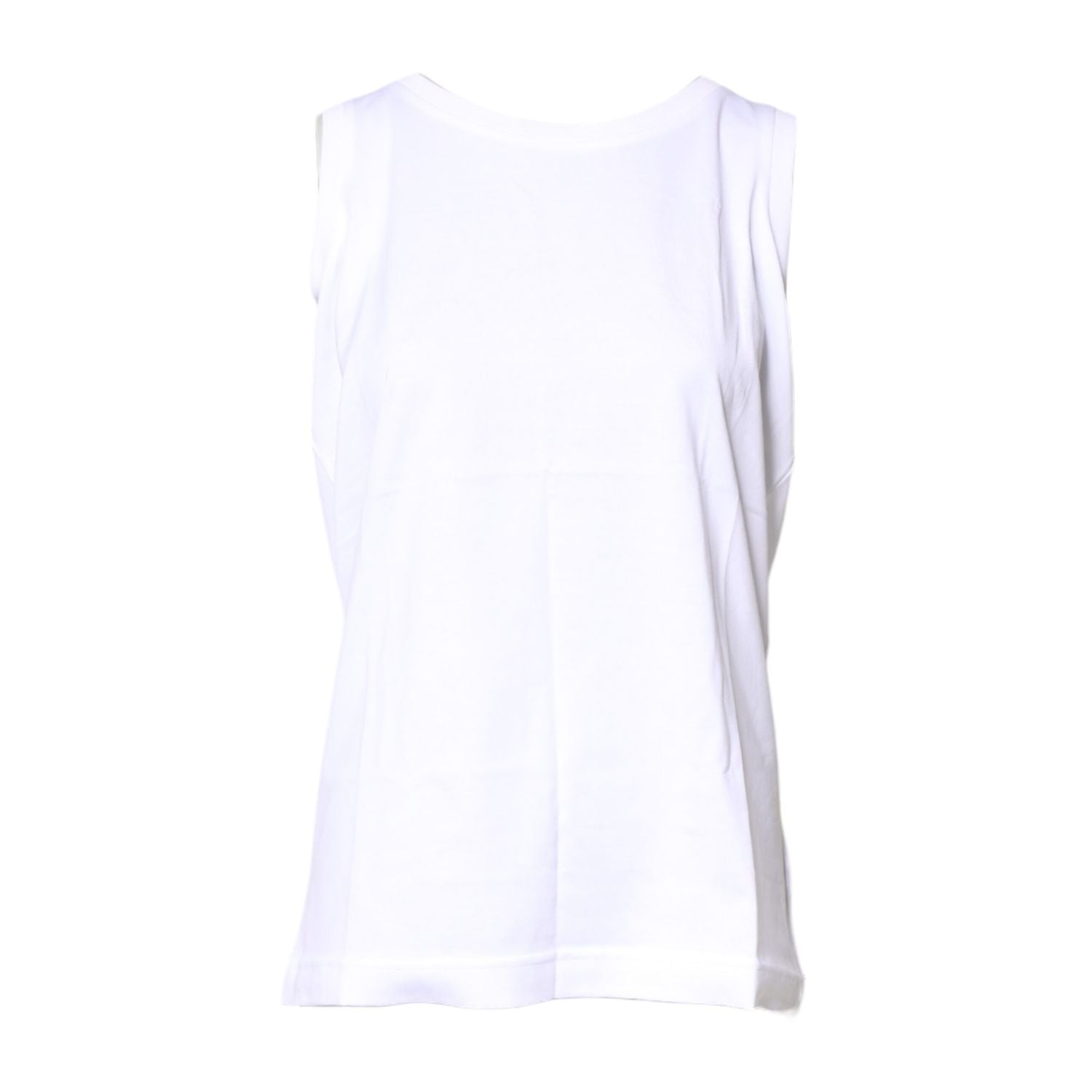 Dolce & Gabbana White Cotton Sleeveless Crew Neck T-shirt