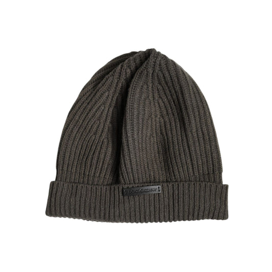 Dolce & Gabbana Green Wool DG Plaque Knitted Winter Beanie Hat Dolce & Gabbana