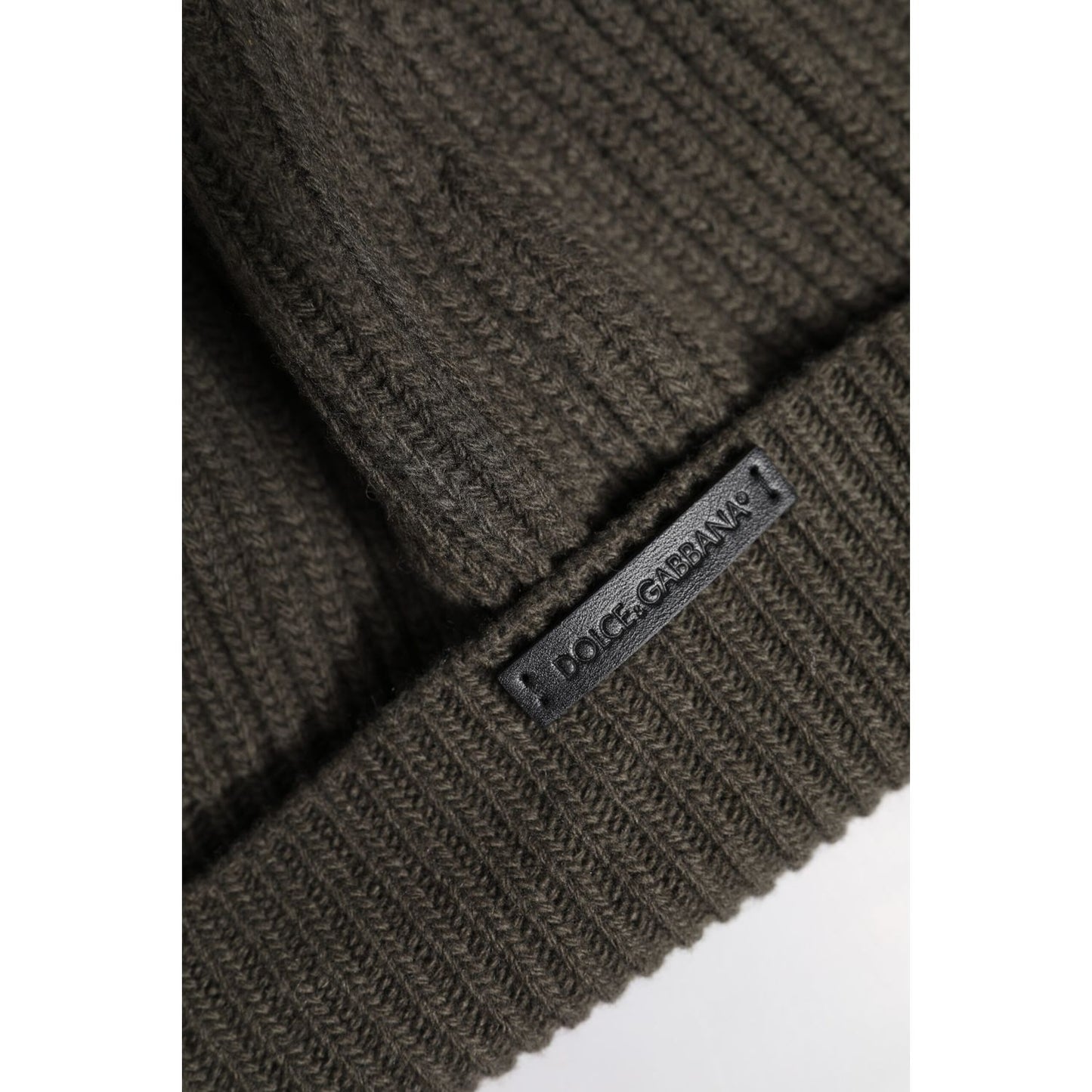 Dolce & Gabbana Green Wool DG Plaque Knitted Winter Beanie Hat Dolce & Gabbana
