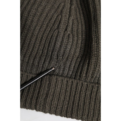 Dolce & Gabbana Green Wool DG Plaque Knitted Winter Beanie Hat Dolce & Gabbana