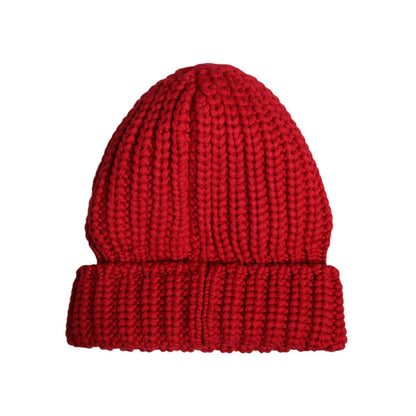 Dolce & Gabbana Red Solid Wool Knitted Winter Beanie Hat Dolce & Gabbana