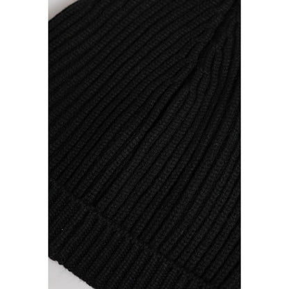 Dolce & Gabbana Black Cashmere Knitted Winter Beanie Hat Dolce & Gabbana